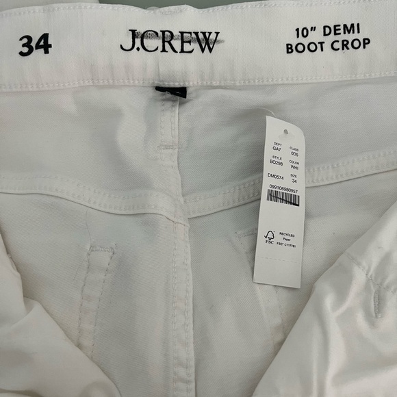J. Crew 10" Demi Boot crop jeans BQ298 white wash 34 - Picture 5 of 6